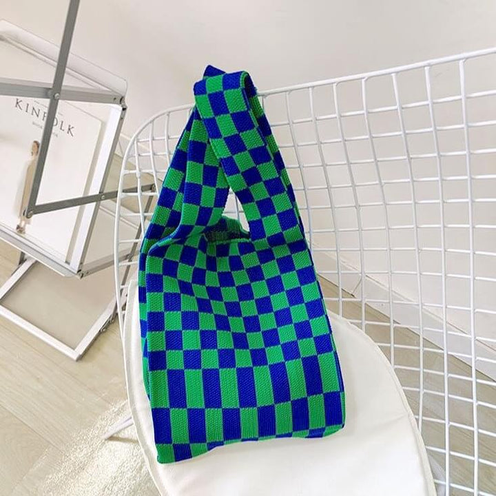 Hazel Checkered Knit Tote
