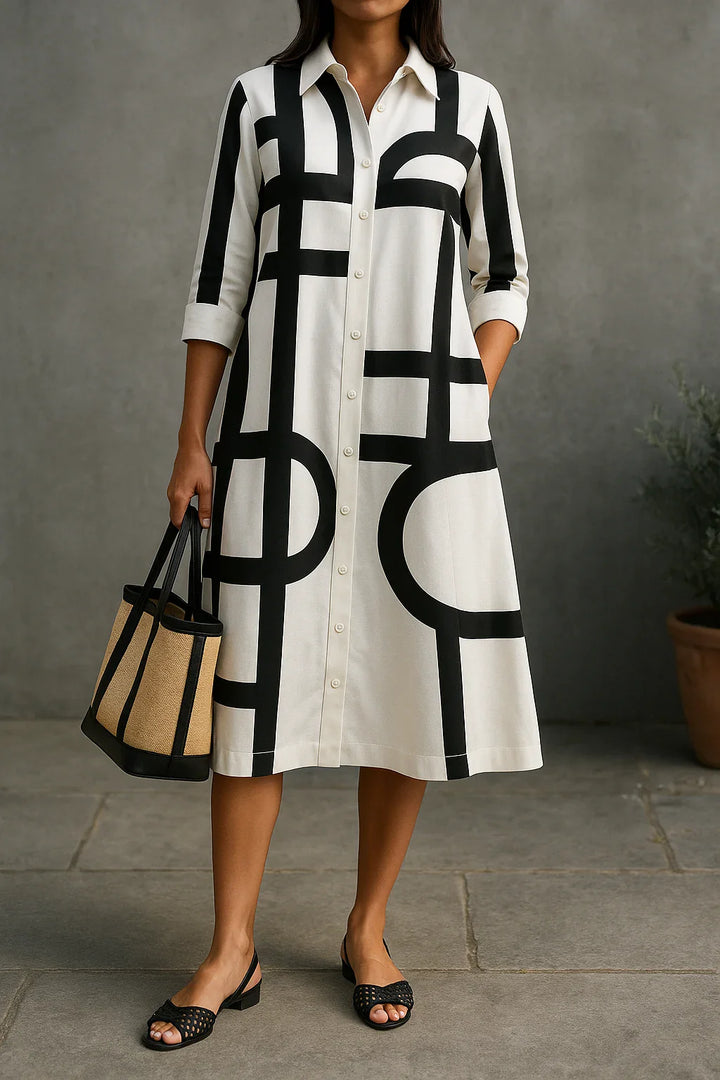 Elise - Shirt Dress with Bold Geometric Print