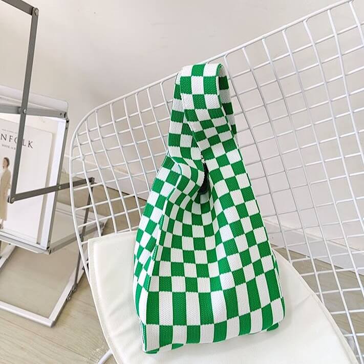 Hazel Checkered Knit Tote