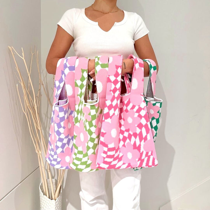 Flora Checkered Tote