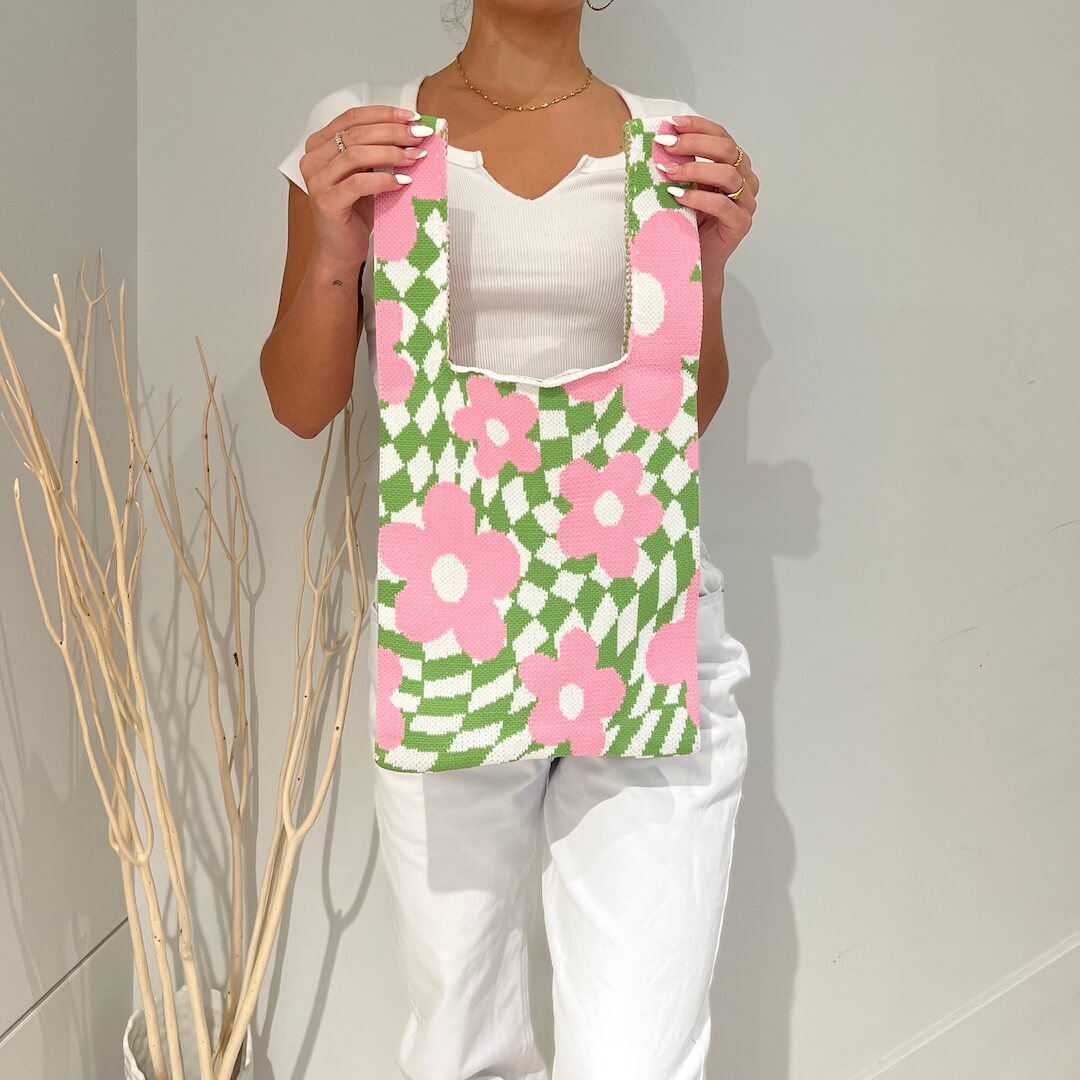 Flora Checkered Tote