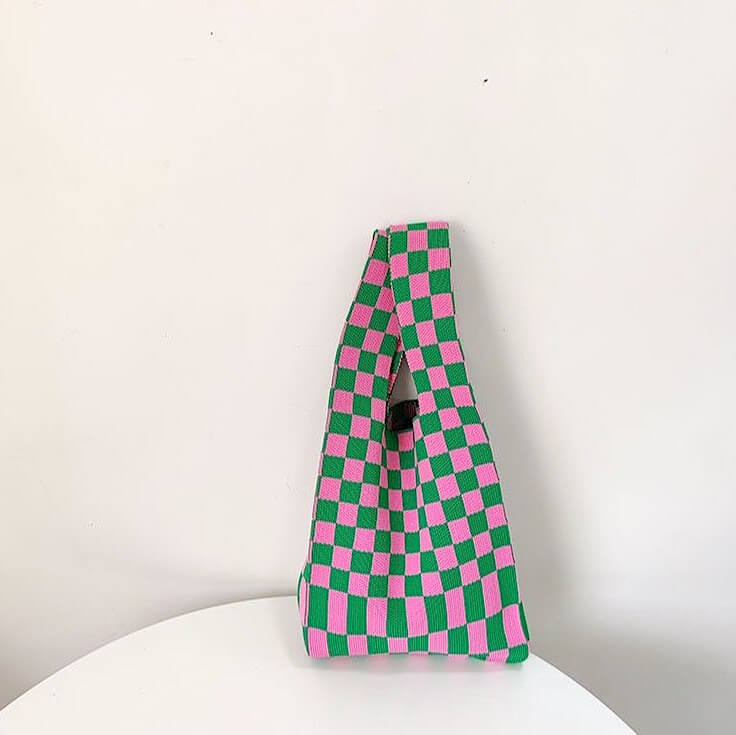 Hazel Checkered Knit Tote