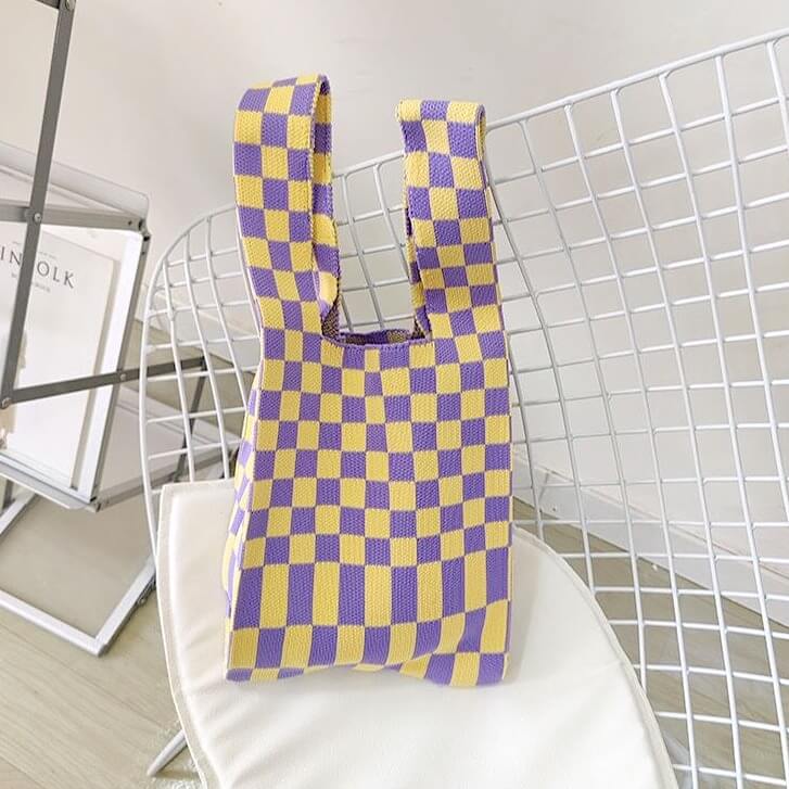 Hazel Checkered Knit Tote