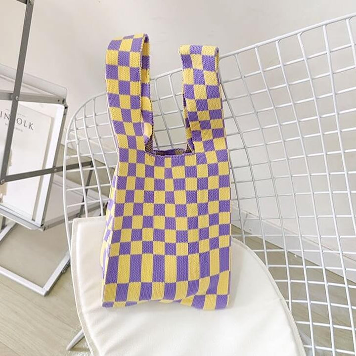 Hazel Checkered Knit Tote