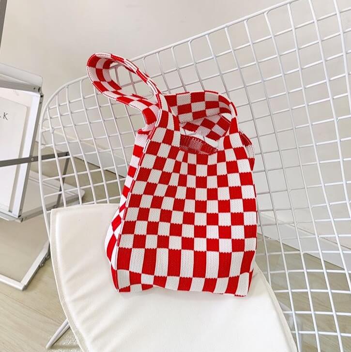 Hazel Checkered Knit Tote