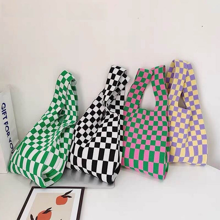 Hazel Checkered Knit Tote